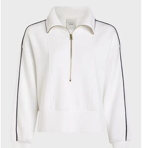 Varley White Zip-Up Sweatshirt with Black Accents